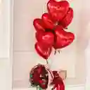 5 Globos Rojos Metálicos Sin Inflar En Forma De Corazón 25 Cm