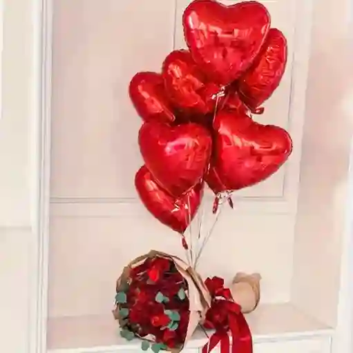 5 Globos Rojos Metálicos Sin Inflar En Forma De Corazón 25 Cm