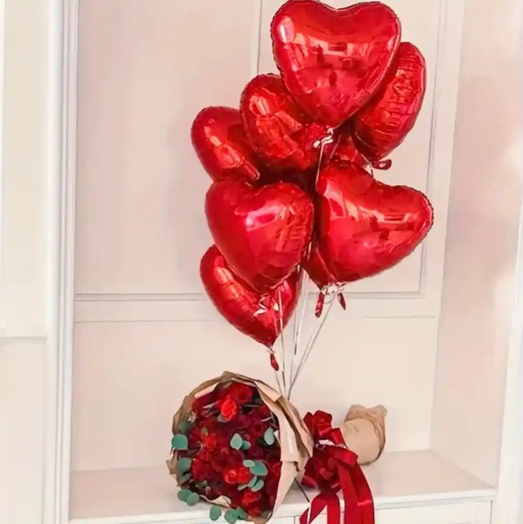 5 Globos Rojos Metálicos Sin Inflar En Forma De Corazón 25 Cm
