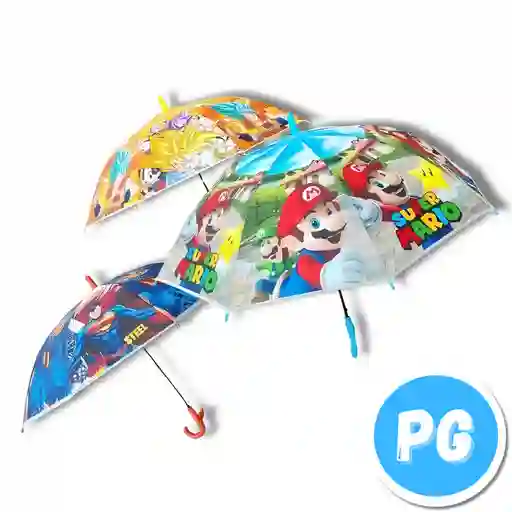 Sombrilla Plastica Infantil Motivo Niño - Se Envia Un Motivo Aleatorio