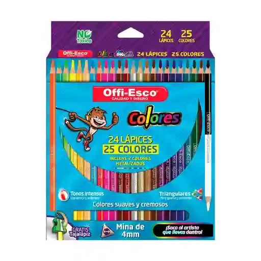 Colores Triangulares Offi-esco 24 Lápices / 25 Colores