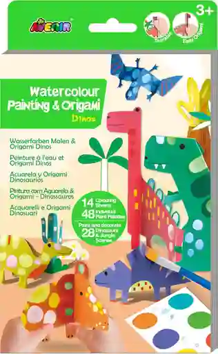 Set Creativo Acuarela Y Origami Dinosaurios Para Niños