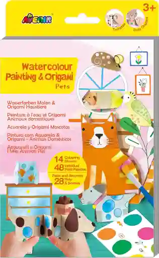 Set Creativo Acuarela Y Origami Animales Para Niños