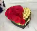 Caja Corazón De Lujo Grande 18 A 24 Rosas Con 24 Ferreros