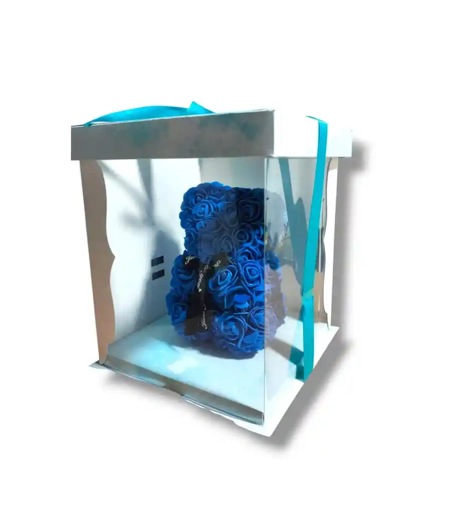 Oso De Rosas En Foami 20 Cm Azul
