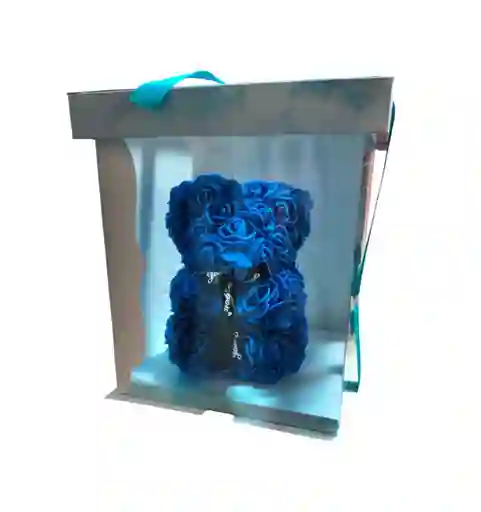 Oso De Rosas En Foami 20 Cm Azul