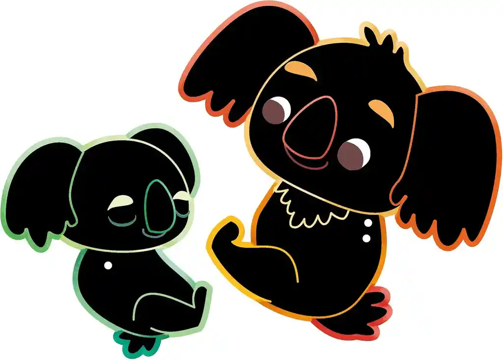 Juego Didáctico Rasca Y Colorea Koalas Y Canguros Para Niños