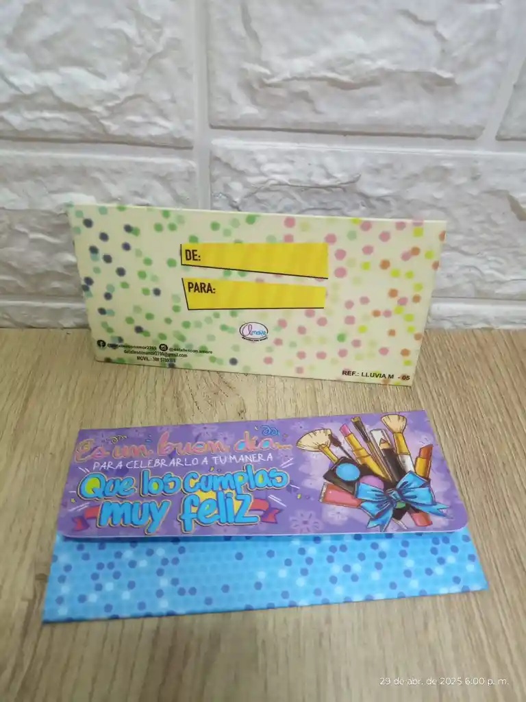 Sobres Para Dinero De Cumpleaños (lluvia De Sobres )