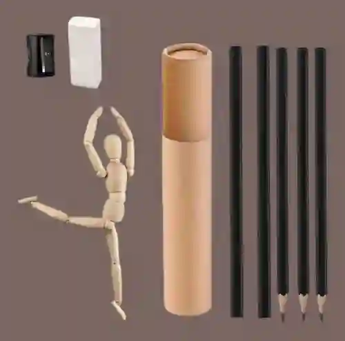 Kit Set Bosquejos Bocetos Dibujo Maniqui Lapices Accesorios
