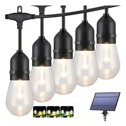 Tira De Luces Solares 3 Colores Decoración Exteriores 15 Led