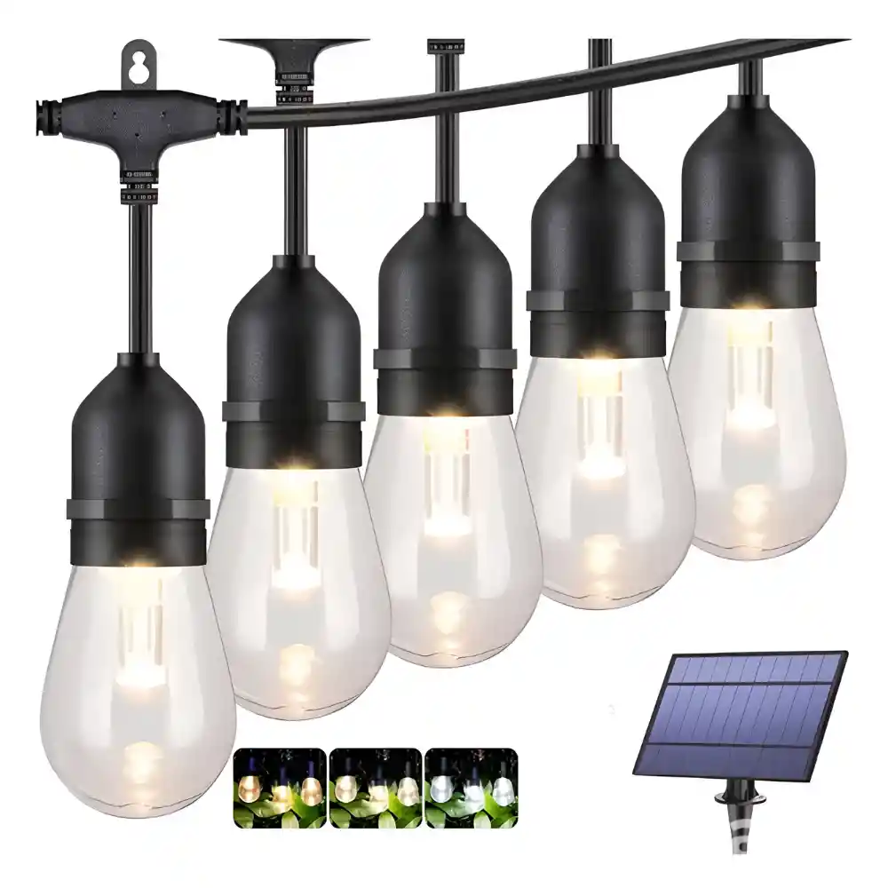 Tira De Luces Solares 3 Colores Decoración Exteriores 15 Led