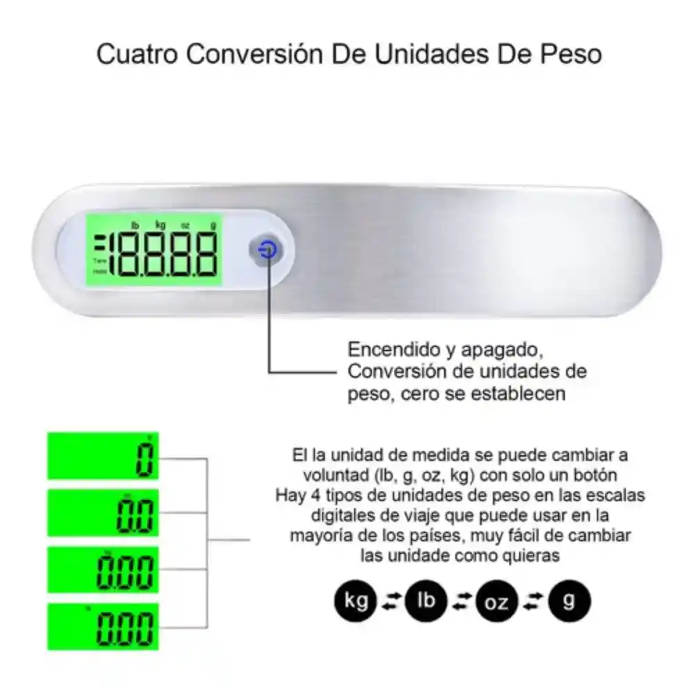 Bascula De Equipaje Balanza Digital Led Portatil 110lb 50 Kg