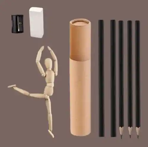 Kit Set Bosquejos Bocetos Dibujo Maniqui Lapices Accesorios