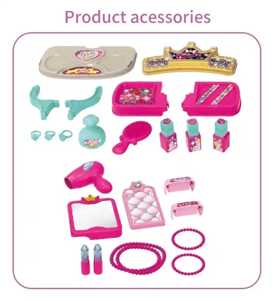 Tocador Peinador Maleta Juguete Niña Luces Sonido Accesorios