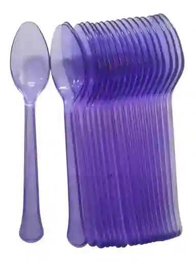 Cucharas Desechables Cubiertos Fiestas X20 Unidades Morado