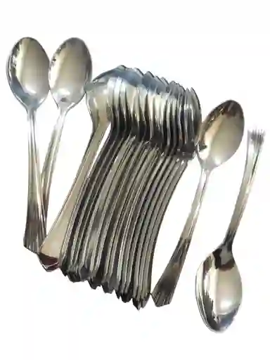 Cucharas Desechables Cubiertos Fiestas X20 Unidades Plateado
