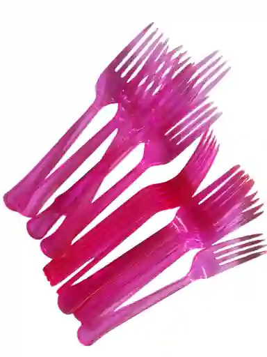 Tenedores Desechables X20 Color Rosadotraslucidos