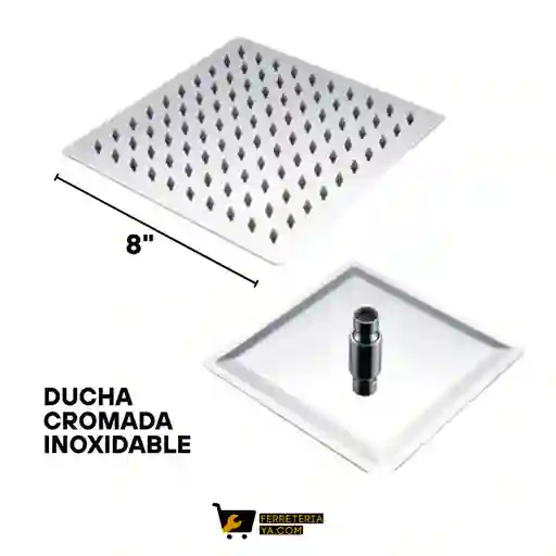 Ducha Cuadrado Cromada En Acero De Lujo 8" Ó 20cm