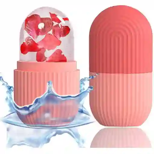 Rodillo Facial De Hielo Para El Cuidado De La Piel Rosado