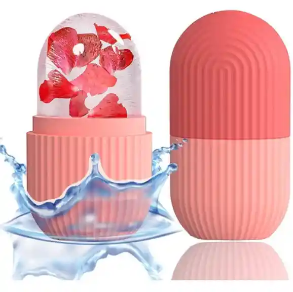 Rodillo Facial De Hielo Para El Cuidado De La Piel Rosado