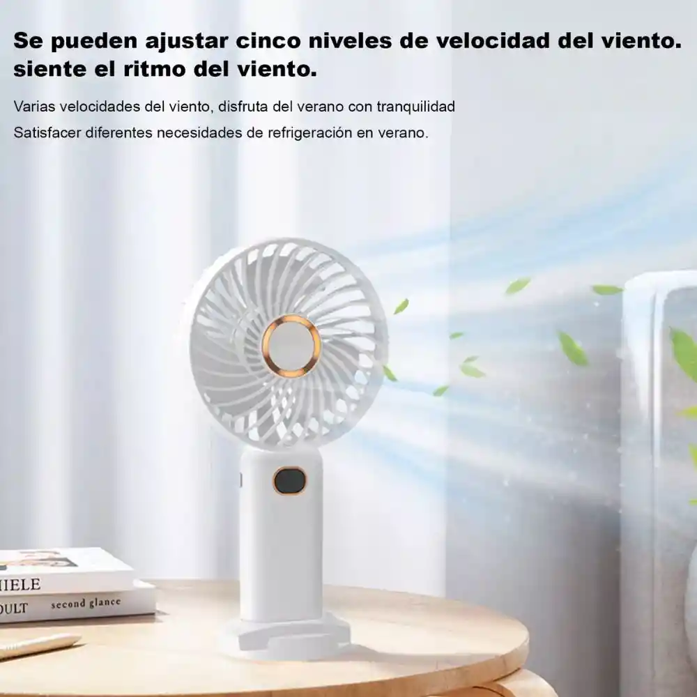 Ventilador Recargable Usb Portatil Con Base 5 Velocidades