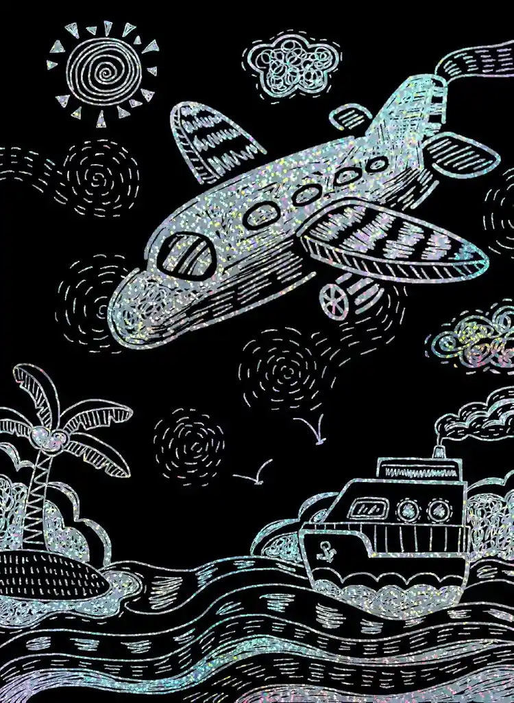 Juego De Arte Rasca Y Pinta Medios De Trasportes Para Niños