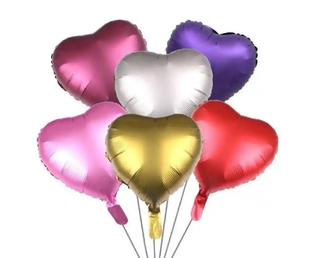 Globo Metalizado 18" Corazón Con Helio