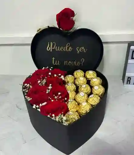 Caja Corazón Rosas Y Ferreros