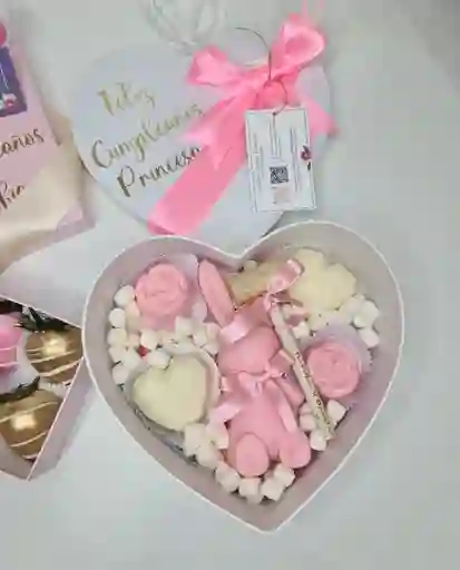 Caja Corazón Pequeño Conejo U Osito Teddy De Chocolate