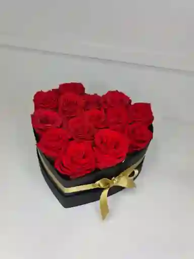 Caja De Lujo Corazón Rosas Preservadas