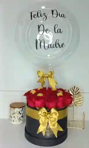 Caja Cilindro Con Rosas Y Ferreros