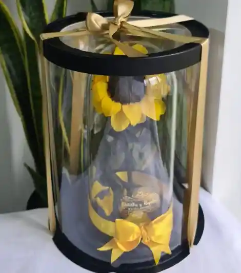 Girasol Preservado En Caja Acetato De Regalo