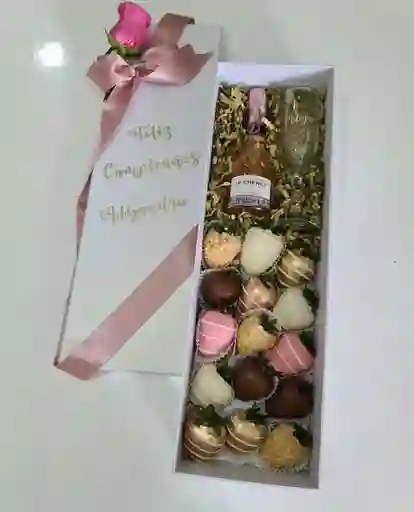 Caja De Lujo Jp Chenet 200ml, Fresas Con Chocolate Y Copa
