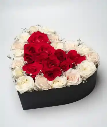Caja Corazón De Lujo 30 A 38 Rosas