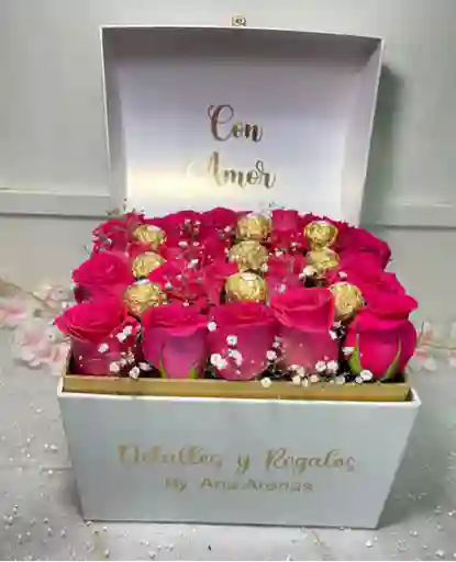 Baúl De Lujo Floral Con Chocolates Ferrero Rocher
