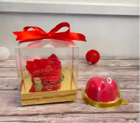 Botón Rosa Preservada En Caja De Acetato + Chocolate Relleno