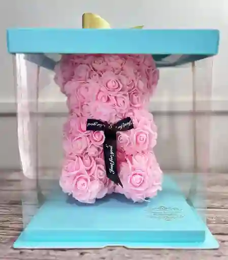 Oso Teddy De Flores En Caja De Acetato