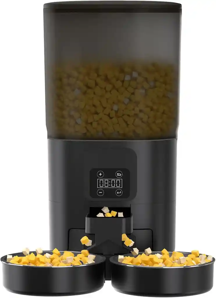 Dispensador De Comida Automatico Comedero Doble Gatos Perros