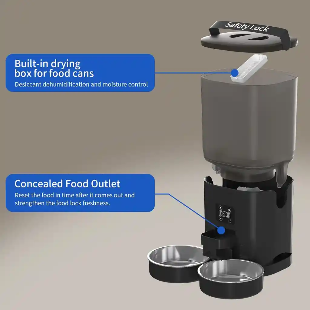 Dispensador De Comida Automatico Comedero Doble Gatos Perros