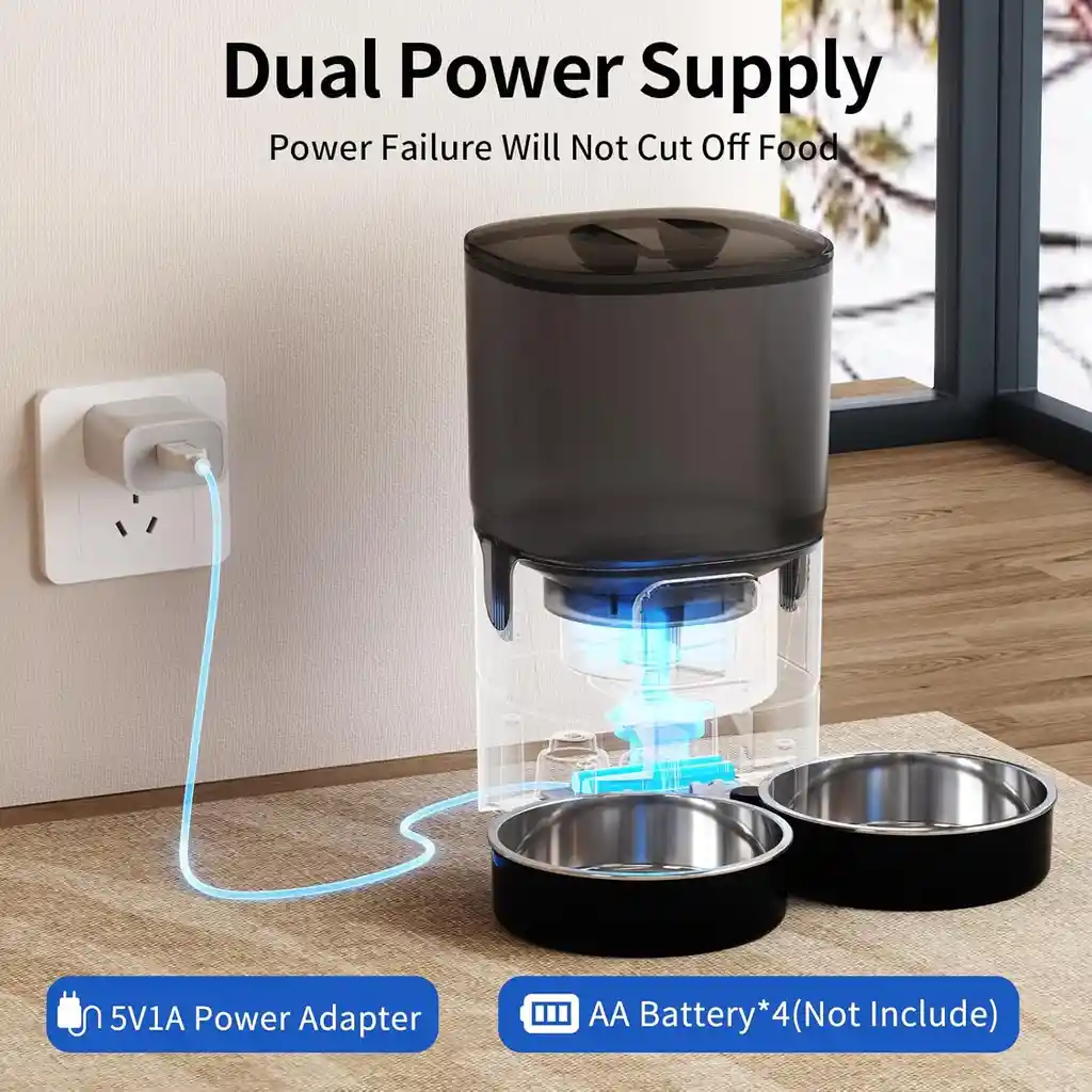 Dispensador De Comida Automatico Comedero Doble Gatos Perros