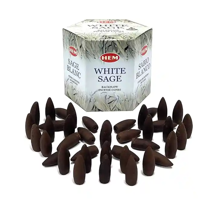 Incienso Cono Reflujo Hem Fragancia Salvia Blanca Caja 40 Unidades 115g
