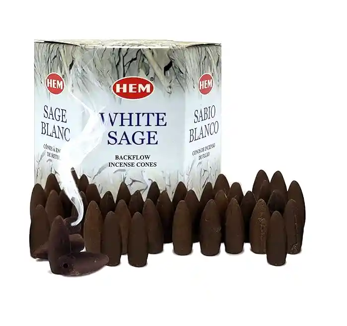 Incienso Cono Reflujo Hem Fragancia Salvia Blanca Caja 40 Unidades 115g