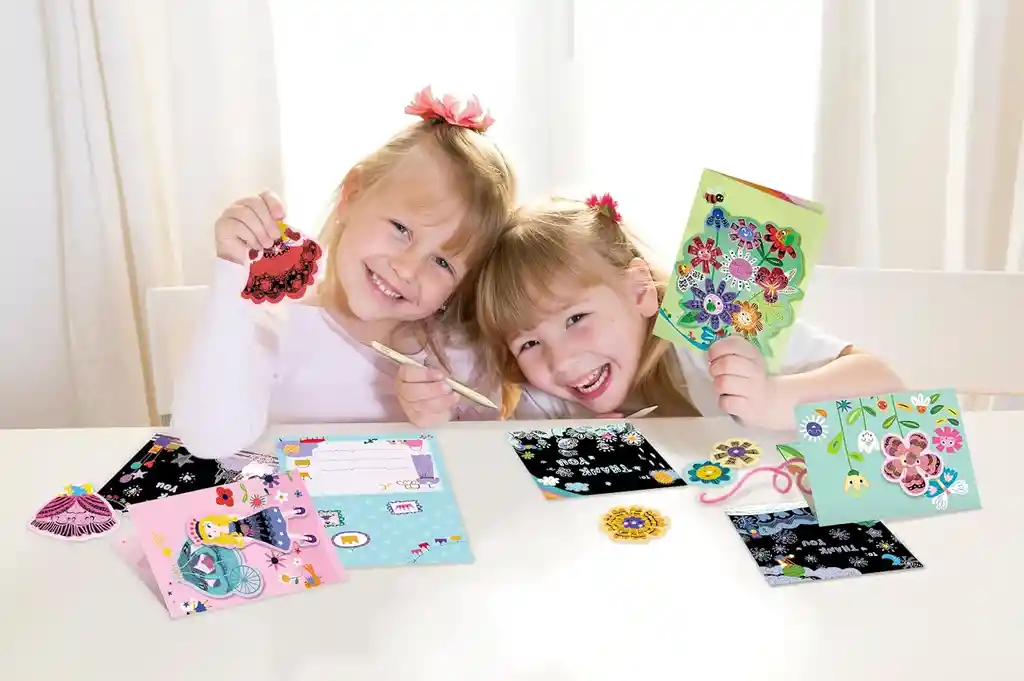 Juego Didáctico Tarjetas Floral Para Decorar Y Raspar Niños