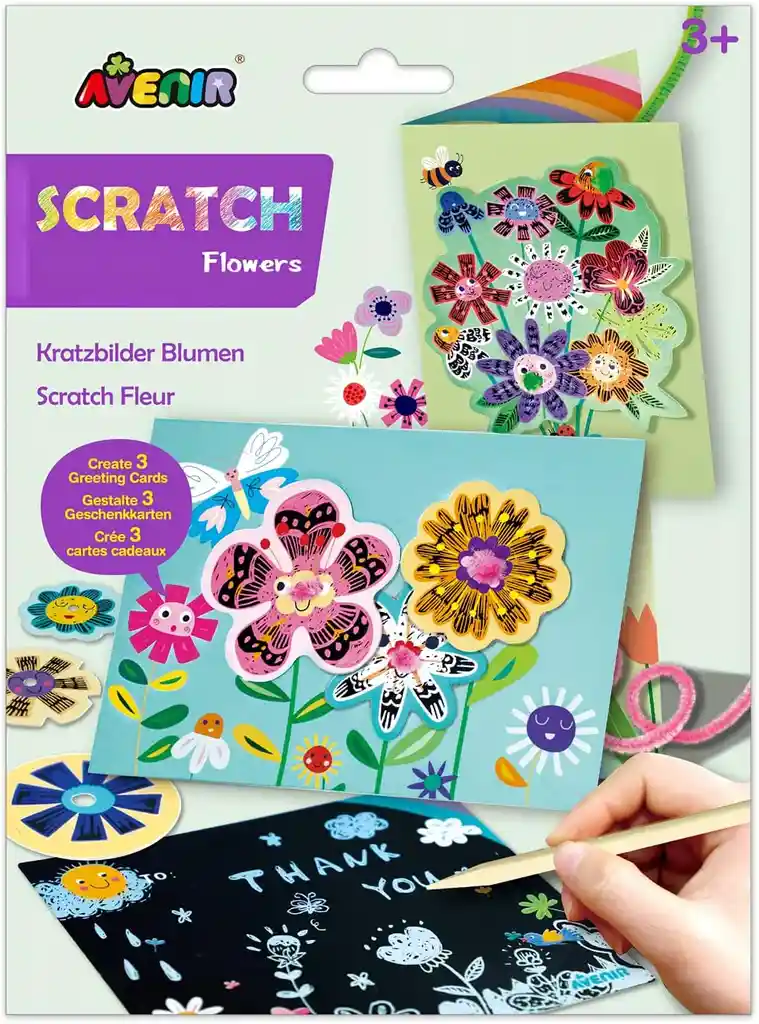 Juego Didáctico Tarjetas Floral Para Decorar Y Raspar Niños