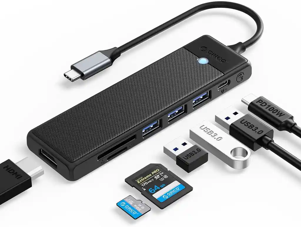 Adaptador Usb C A Hdmi Hub Tipo C Orico 7 En 1 4k