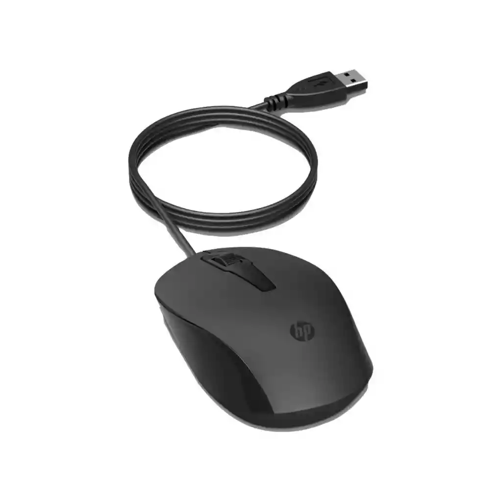 Mouse Alámbrico Hp 150 Con Conexión Usb Y Diseño Ambidiestro Negro