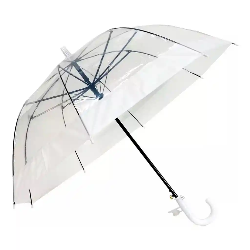 Sombrilla Paraguas Transparente Colores Tipo Hongo 1mt Blanco