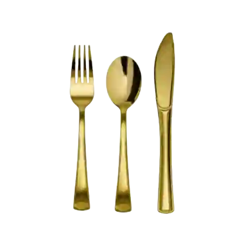 Cubiertos De Plástico Dorado X12 Pcs