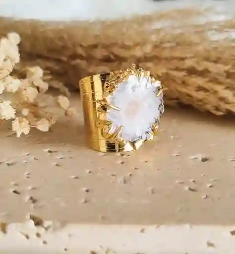 Anillo Cuarzo Estalactita De Amatista