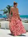 Vestido Largo De Verano Casual De Vacaciones Con Cuello En V Profundo, Estampado De Hojas Divididas, Vestido Halter De Vacaciones En La Playa Para Mujeres